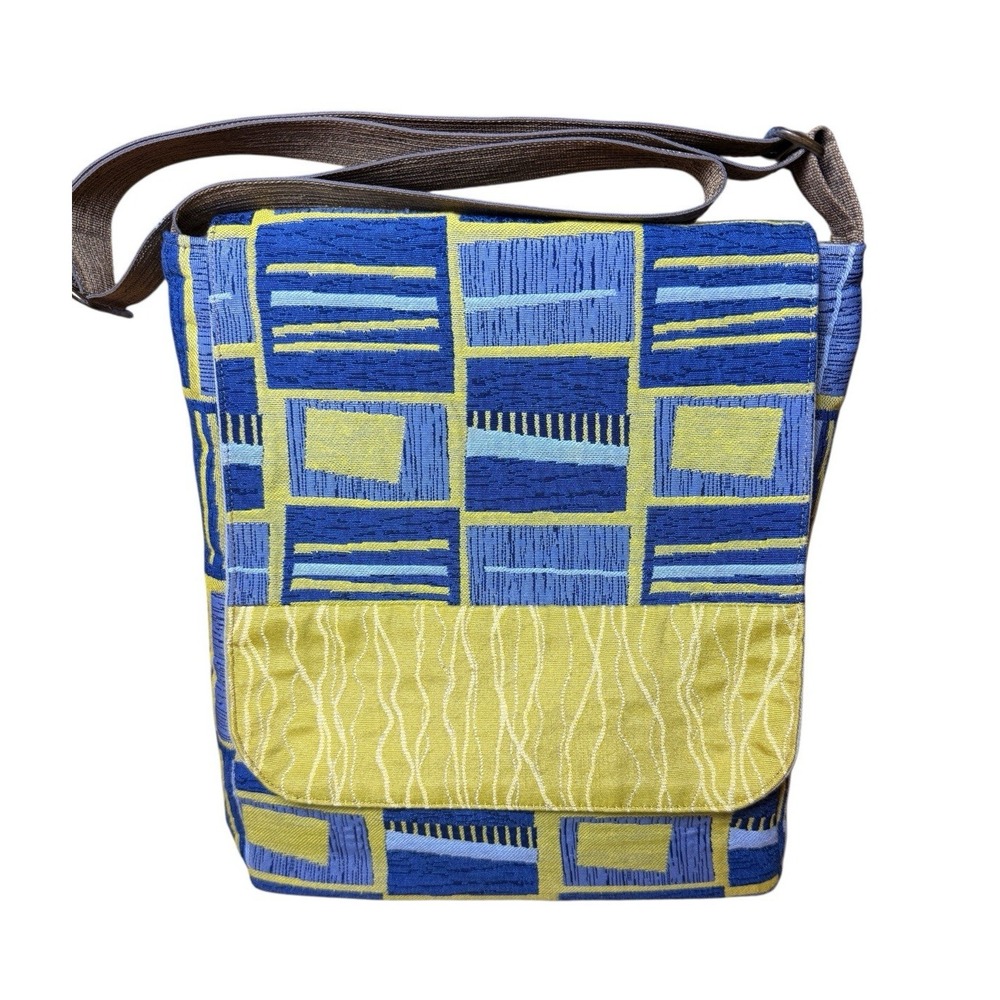 Maruca Tapestry Bag Geometric Flap Messenger Crossbody Blue Green Purse Retired